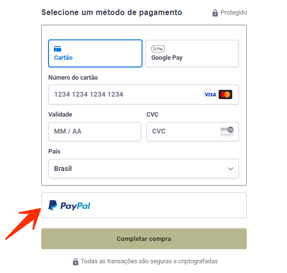 Selecione PayPal