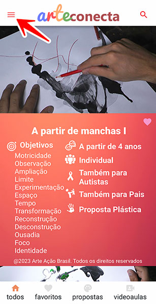 Abra o menu do app no canto superior esquerdo